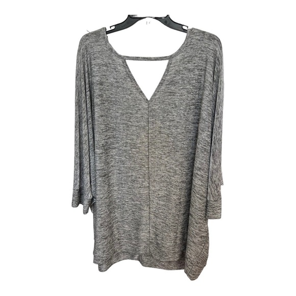 Lane Bryant Top Dolman Sleeve Keyhole Back Stretch size 26/28 Marled Grey Flowy - Picture 4 of 7